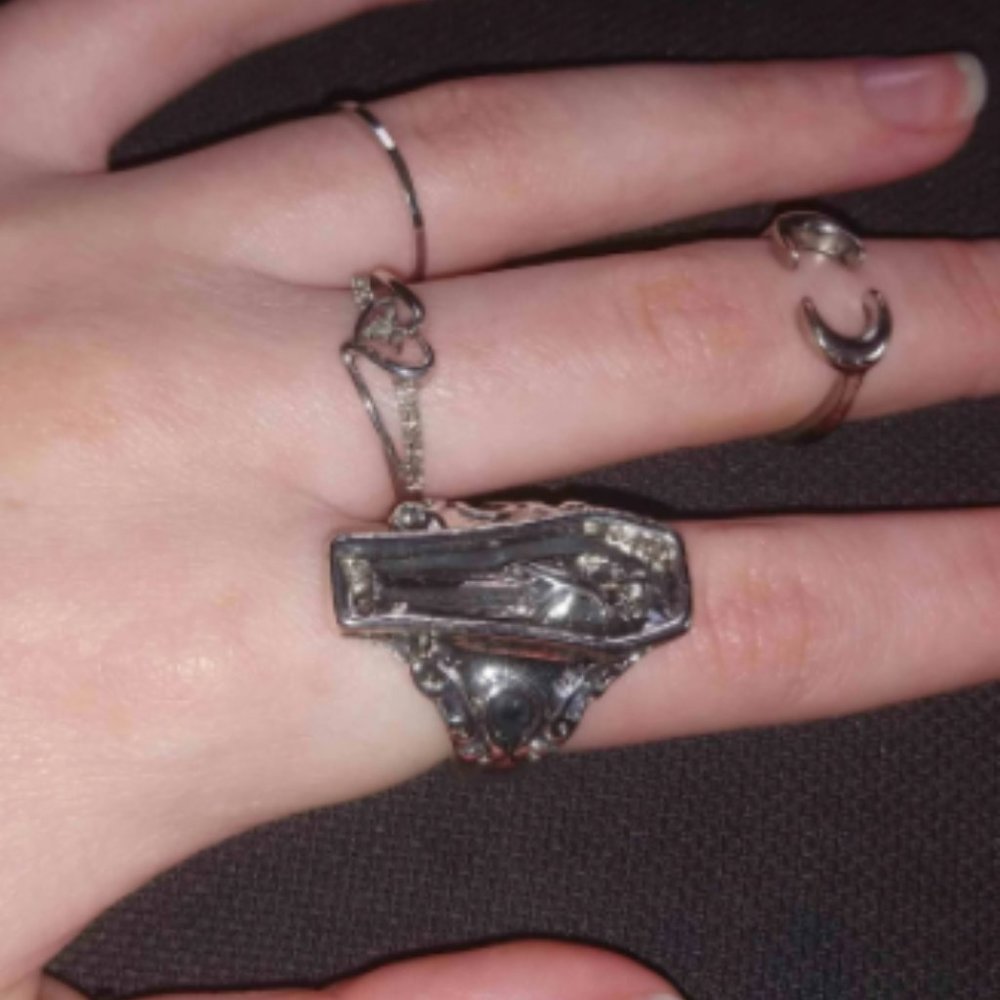 Vampire Coffin Silver Ring - Adjustable - Picture 8 of 16
